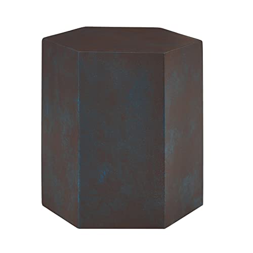 BALL & CAST HEXAGON END TABLE CONCRETE ACCENT SIDE TABLE STOOL RUST BROWN - Like New