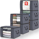 FAB TOTES STORAGE BAGS FOR CLOTHES AND BLANKET, FOLDABLE CLOSET, 6PCS - GRAY - Brand New