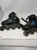 WOOLITIME SPORTS ADJUSTABLE ROLLER BLADES, ILLUMINATING WHEELS, XL - BLACK BLUE - Like New
