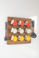 Coffee Mug Holder Mug Rack Wall Mounted 9 Cup Hangers Hanging Decor BROWN - Brand New