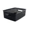 ADVANTUS WEAVE DESIGN PLASTIC MEDIUM BIN, 13.75"L BY 10.5"W BY 4.625"H, BLACK - Like New
