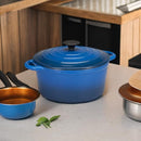 Home Marketplace 2-Piece Enamel Cast Iron Dutch Oven, Blue, 4 Quart - Brand New