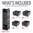 TIDY ZEBRA HANGING CLOSET ORGANIZER  DRAWERS + SHELVES TZ5445 - GRAY - Like New
