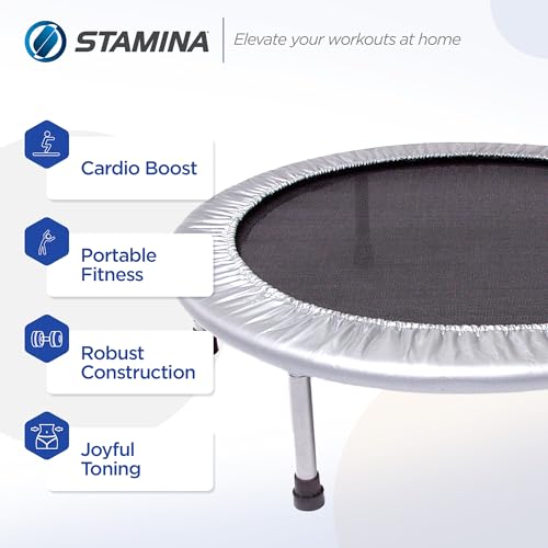STAMINA FOLDING TRAMPOLINE WITH SMART WORKOUT APP - BLACK - Like New