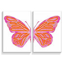 YAASILINAGE 2 PIECE SPLIT TRENDY PREPPY BUTTERFLY CANVAS WALL ART- PINK/ORANGE - Like New
