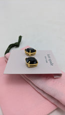 Kate Spade Square Studs Solid Cubic-Zirconia Stud Earring - Black/Gold - Brand New
