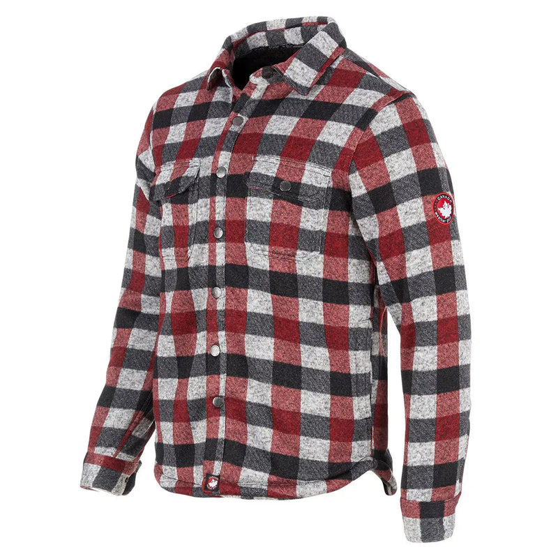 CANADA WEATHER GEAR MEN'S SHERPA LINED BUFFALO PLAID SHIRT JACKET - SIZE: L -RED - Brand New