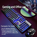 Rechargeable Keyboard and Mouse Wireless 2.4G Drive Free Backlit - Black - Brand New
