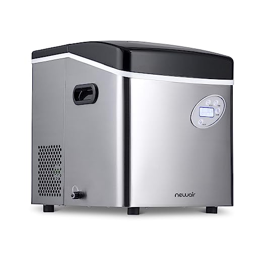 NEWAIR Portable 50 lb. Ice Maker BPA Free Parts 3 Ice Sizes - Stainless Steel Like New