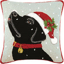 Peking Handicraft 31ML315C18SQ Labrador Hook Wool Throw Pillow, Black/Red - Brand New