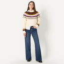 AMAZON ESSENTIALS WOMEN'S OVERSIZED FAIR ISLE CREWNECK, SIZE XS, CREAM CARAMEL - Brand New