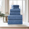 BIBB HOME RIBBED EGYPTIAN COTTON TOWELS (SET OF 6) - DEEP BLUE - Brand New