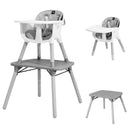 BABYJOY 4 IN 1 BABY HIGH CHAIR CONVERTIBLE TODDLER TABLE CHAIR SET - GRAY - Like New