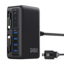 GKUTW 345W USB C Charger 10 in 1 Wall Charger with 2 Cables Gan 6 - Black - Like New