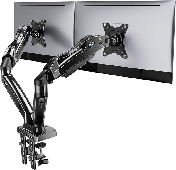 HUANUO Dual Monitor Stand - Desk Mount Swivel Vesa Bracket with C Clamp -Black Like New