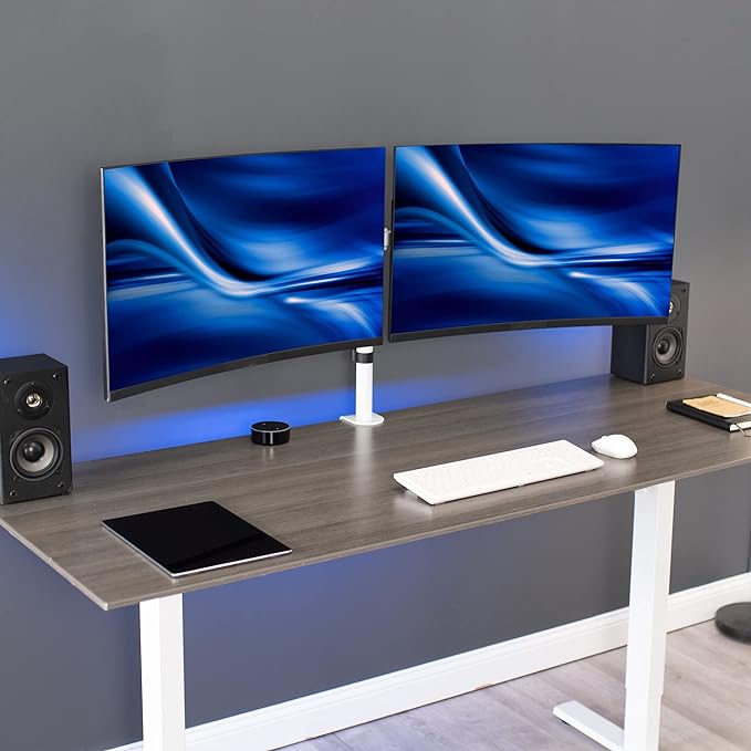 VIVO Dual LCD LED 21 to 32 inch Monitor Desk Mount Heavy Duty White STAND-V002EW - Like New