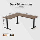 AGILESTIC L SHAPED STANDING DESK ELECTRIC CORNER, 63 X 55 IN, DARK WALNUT - Like New