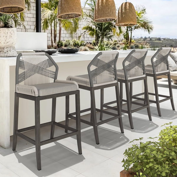 DYCANPO 26.5''H OUTDOOR COUNTER HEIGHT CHAIRS, SET OF 4 - SLATE GRAY - Like New