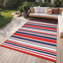 GarveeHome Outdoor Rug Mat for Patio, 8x10 Plastic Straw Rug, Modern Striped - Brand New