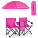 KOTEK Double Camping Chair Folding Removable Umbrella Cup Holders (Pink) - Like New
