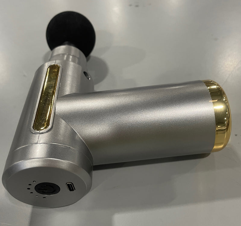 GENERIC MASSAGE GUN 6 SPEED - SILVER GRAY/GOLD - Like New