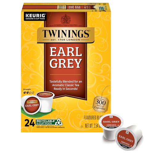 TWININGS EARL GRAY BLACK TEA K-CUP PODS FOR KEURIG, 24 COUNT (PACK OF 1) - Brand New