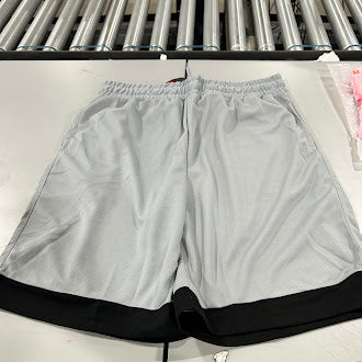 JUMPSTART BASKETBALL SHORT SILVER AND BLACK WHITE STRIPES - L - SILVER/BLACK - Brand New