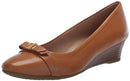 W30221 Cole Haan Women Malta Wedge Pecan Leather Natural Stack Size 8.5 - Like New