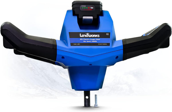 LANDWORKS EARTH ICE AUGER POWER HEAD, 2AH BATTERY/CHARGER (NO BIT), LAB01 - BLUE Like New