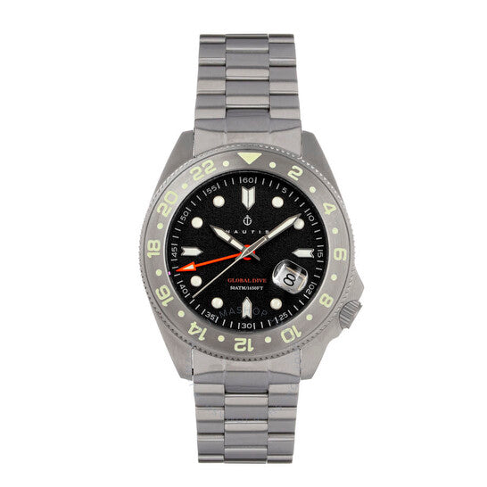 NAUTIS GLOBAL DIVE BLACK DIAL MEN'S WATCH 18093G-C - Like New