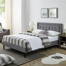 DECORO MORNINGTON 2.0 UPHOLSTERED PLATFORM BED | QUEEN SIZE - GREY - Like New
