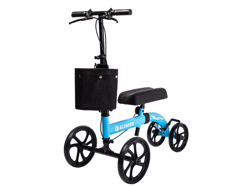 ELENKER BEST VALUE STEERABLE MEDICAL KNEE WALKER WITH 10" WHEELS - BLUE - Like New