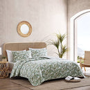 Tommy Bahama Queen Quilt Set Reversible Cotton Bedding Matching Shams - Green - Brand New
