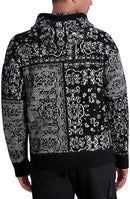 WL3S4308 KARL LAGERFELD MEN ABSTRACT PATTERN HOODED SWEATER SIZE S - BLACK/WHITE - Brand New