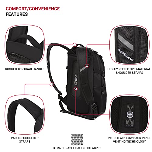SWISSGEAR BACKPACK NARROW DAYPACK, 18-INCH - BLACK BALLISTIC - Like New