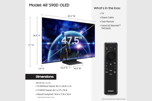 Samsung 48-Inch Class OLED 4K S90D HDR Smart TV w/Dolby Atmos (QN48S90D, 2024) - Like New
