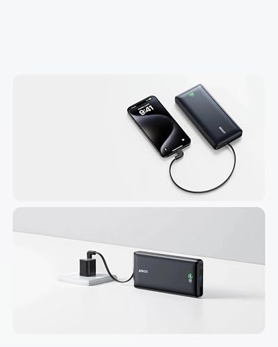 ANKER NANO POWER BANK 20K 30W FAST CHARGING BUILT-IN USB-C CABLE PACK - BLACK - Like New