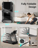 UMAY TREADMILL WITH 2%-20% AUTO INCLINE, 400LBS FOLDABLE HOME - BLACK - Like New