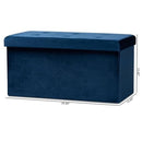 Baxton Studio Castel Navy Blue Velvet Fabric Upholstered Wood Storage Ottoman - Brand New