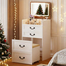 Farmhouse 3 in 1 Vanity with 2 Sockets USB, LED Small Makeup - Scratch & Dent