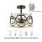 9MMML 12.8“ FLUSH MOUNT CEILING LIGHT MODERN METAL CHANDELIER - BLACK/WOOD - Like New