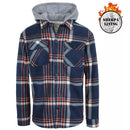 MATIX GALAXY MATIX MEN'S HOODED FLANNEL FAUX SHERLING SHACKET - L - NAVY INK - Brand New