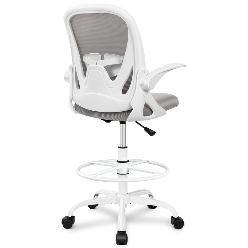 Primy Ergonomic Drafting Chair with Flip-up Armrests Tall Office Chair Grey - Like New