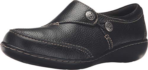 26503026 CLARKS WOMENS ASHLAND LANE Q SLIP ON LOAFER BLACK SIZE 8.5 X-WIDE - Like New