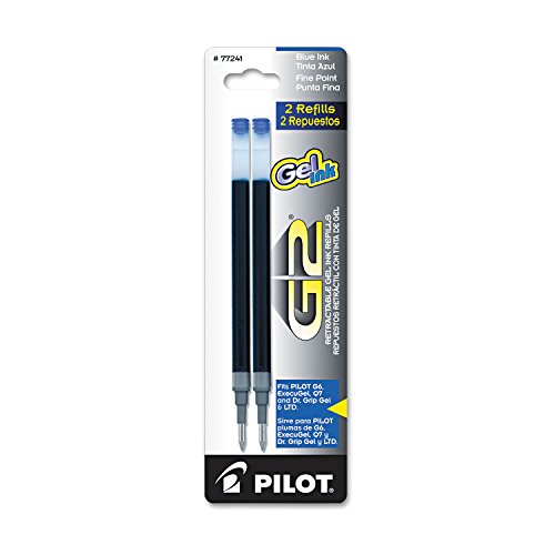 PILOT G2 GEL INK REFILLS, FINE POINT 0.7 MM, BLUE, PACK OF 2 PIL77241 - Brand New