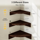 ALSONERBAY CORNER SHELF WALL MOUNT SET OF 3 FLOATING SHELVES - DARK BROWN - Like New