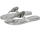 TORY BURCH WOMEN'S MILLER MIRRORED METALLIC SANDALS - SIZE: WOMEN 8 - ARGENTO - Like New