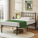 VECELO Twin Metal Platform Bed Frame with Headboard Heavy Duty Steel Slat - Brand New