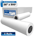 ALLIANCE WIDE FORMAT PAPER BOND ENGINEERING ROLLS 2 ROLLS 36 IN X 500 FT - WHITE - Like New