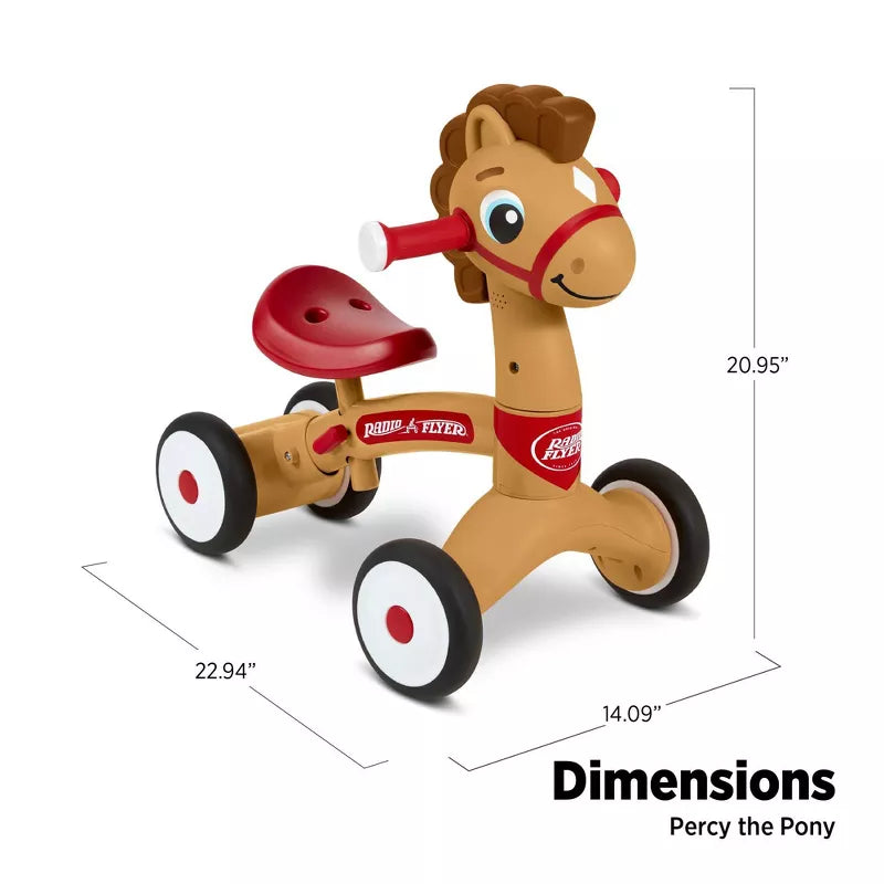 RADIO FLYER LIL' RACERS PERCY THE PONY RIDING TOY - BROWN/RED - Brand New